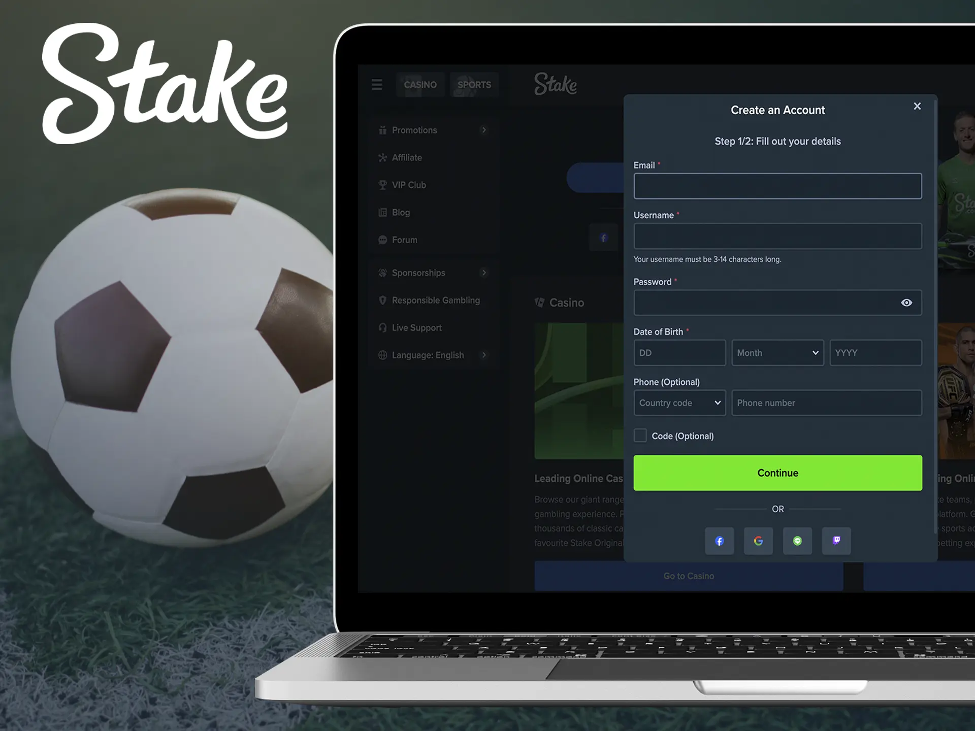 Création du compte Stake et paramétrage du profil